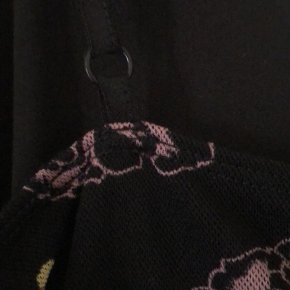 Woman’s Newport News whimsigoth Y2k Spaghetti strap stretchy Floral black dress - Picture 13 of 15